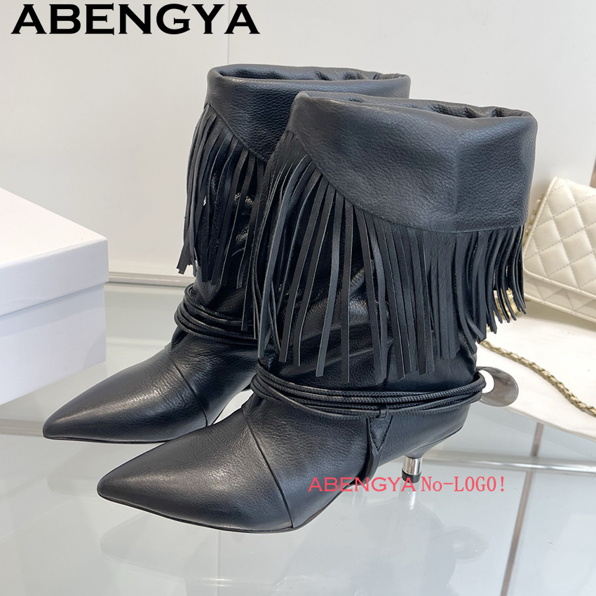 Ethnic Fashion Women - Sepatu Chelsea Wanita Desain Rumbai Tepi