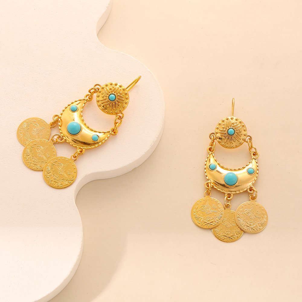 Ethnic Fashion Co In - Anting-anting Rumbai Koin Emas Mewah Arab