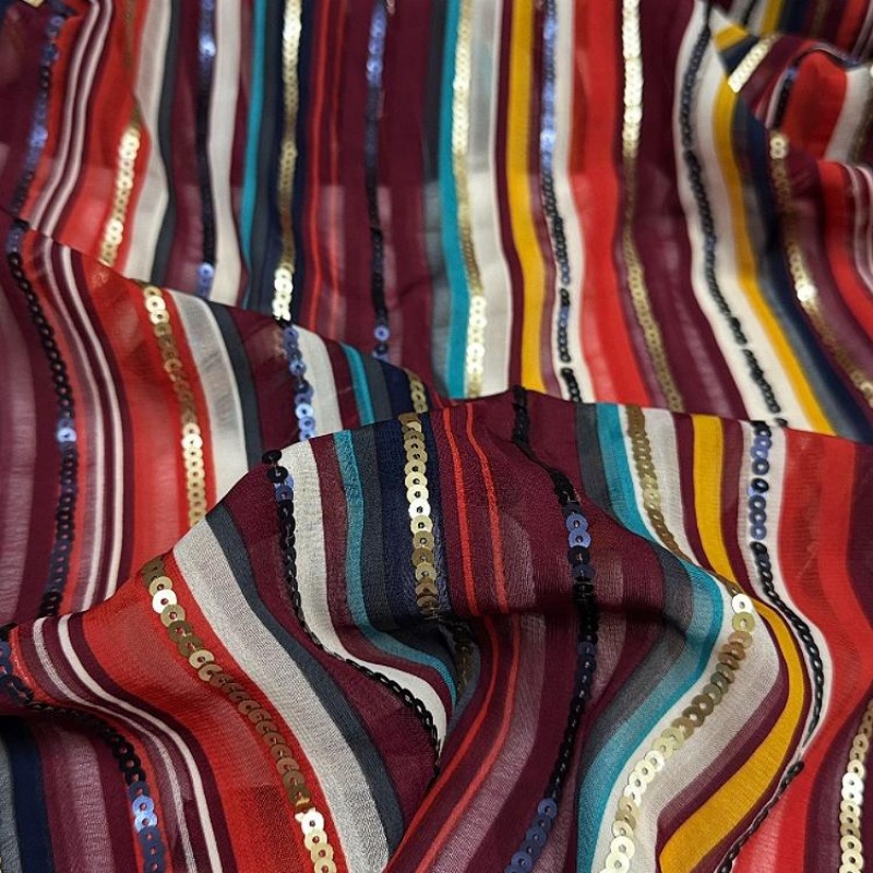 Kain Payet Bordir Bergaris War - Ethnic Fashion Design ulasan dan harga