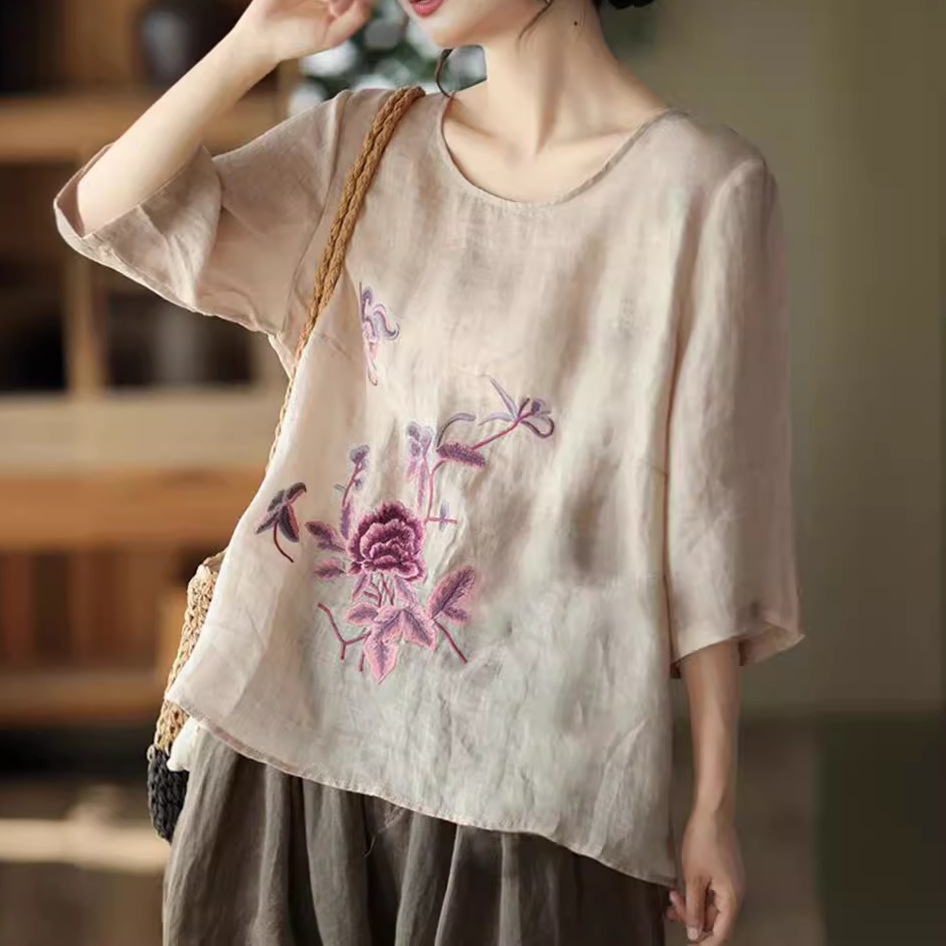 Blus Retro Musim Panas Wanita  - New Ethnic Fashion ulasan dan harga
