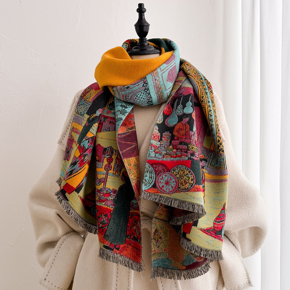 Syal Musim Gugur dan Musim Din - Go Ethnic Fashion ulasan dan harga